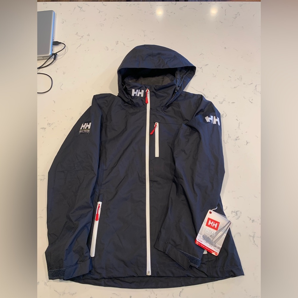 Helly Hansen Women Crew Hooded Midlayer Jacket Navy Marine Color Helly Tech